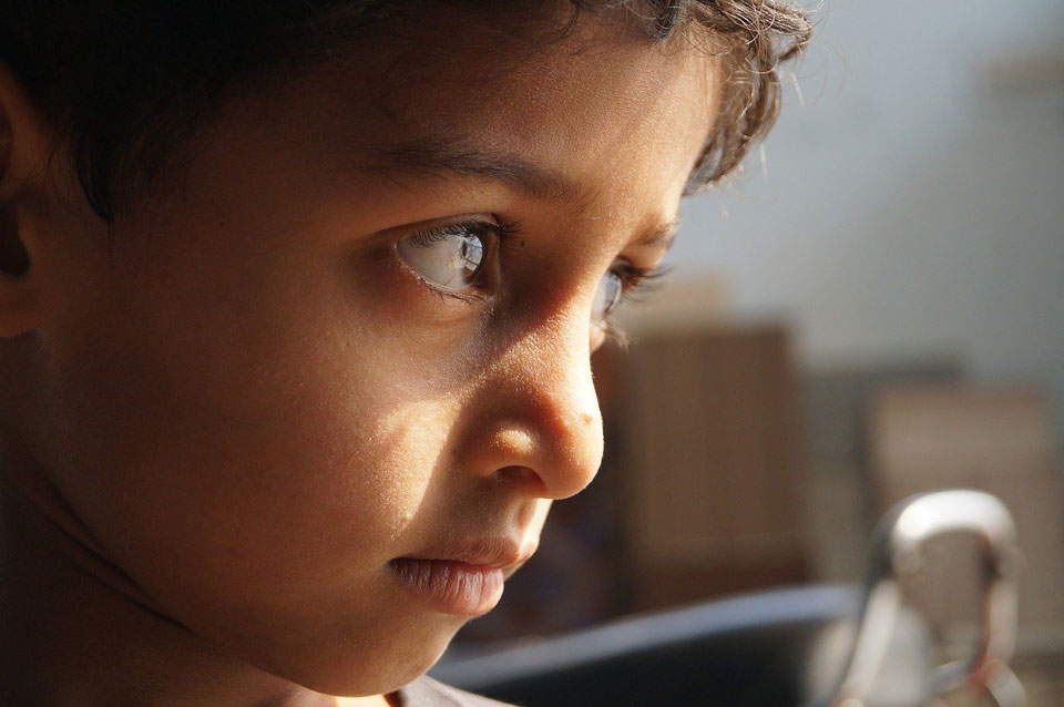 Young child staring