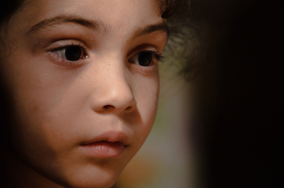 Girl staring, unhappy